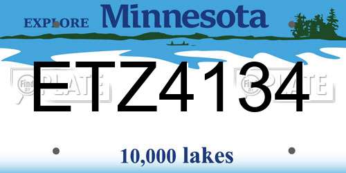 ETZ4134 Minnesota License Plate