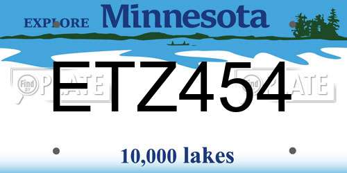 ETZ454 Minnesota License Plate