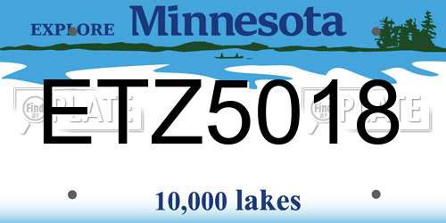 ETZ5018 Minnesota License Plate