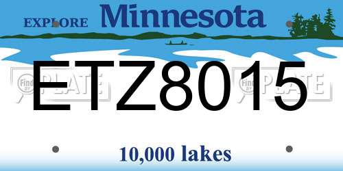 ETZ8015 Minnesota License Plate