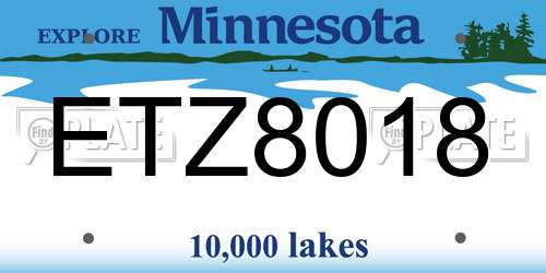 ETZ8018 Minnesota License Plate