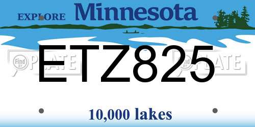 ETZ825 Minnesota License Plate