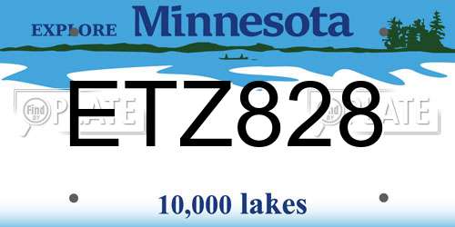 ETZ828 Minnesota License Plate