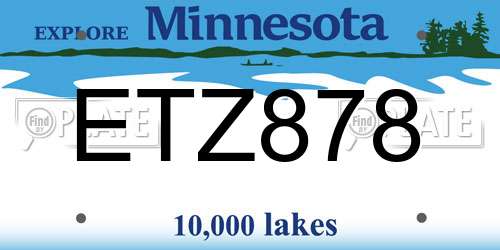 ETZ878 Minnesota License Plate
