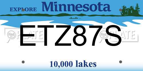 ETZ87S Minnesota License Plate