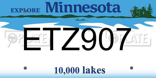 ETZ907 Minnesota License Plate