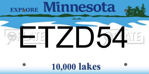 ETZD54 Minnesota License Plate