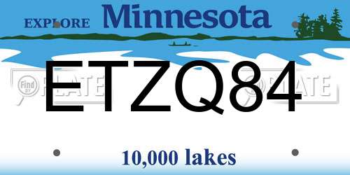 ETZQ84 Minnesota License Plate