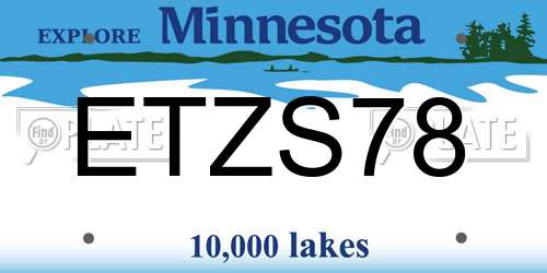 ETZS78 Minnesota License Plate
