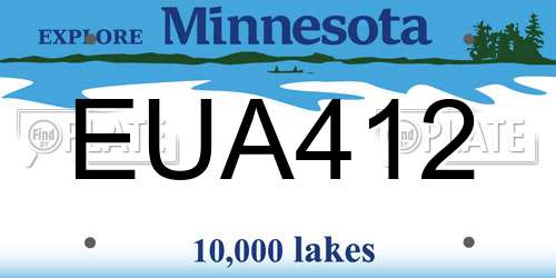 EUA412 Minnesota License Plate