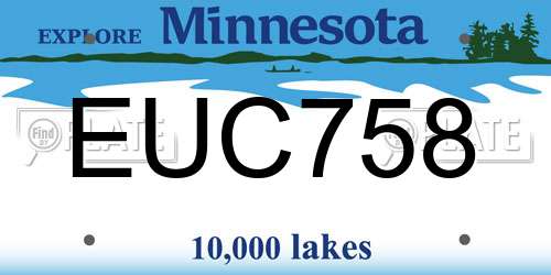 EUC758 Minnesota License Plate