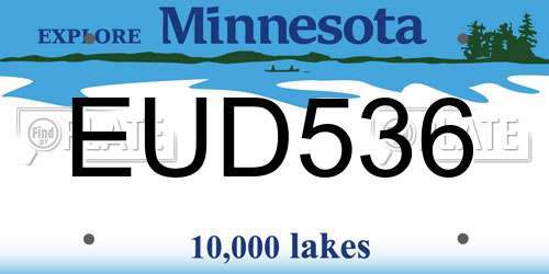 EUD536 Minnesota License Plate