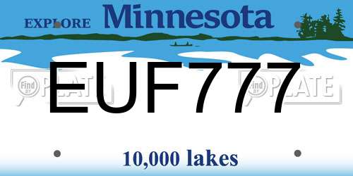 EUF777 Minnesota License Plate