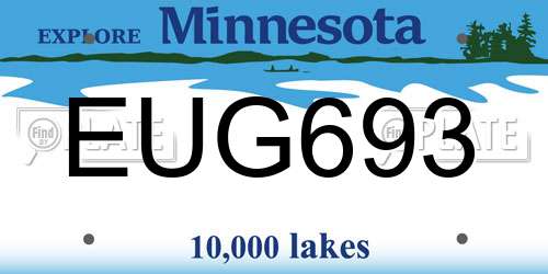 EUG693 Minnesota License Plate