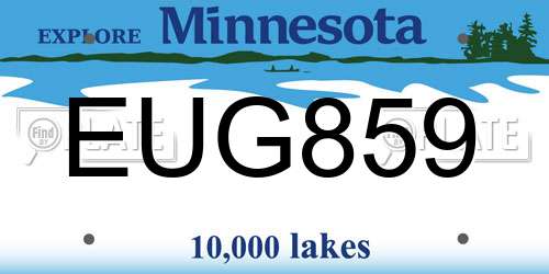 EUG859 Minnesota License Plate