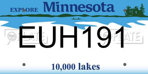 EUH191 Minnesota License Plate