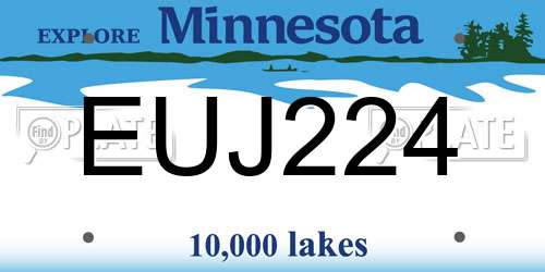EUJ224 Minnesota License Plate