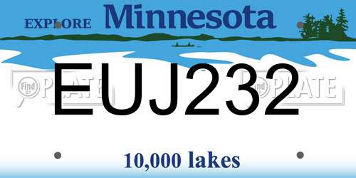 EUJ232 Minnesota License Plate