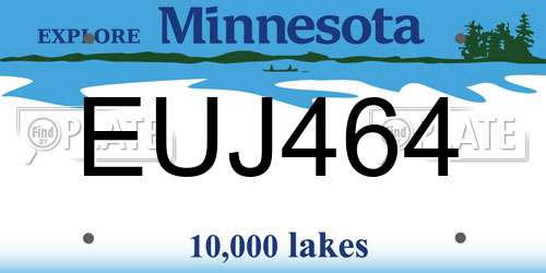 EUJ464 Minnesota License Plate