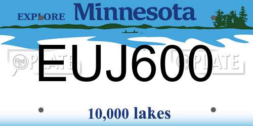 EUJ600 Minnesota License Plate