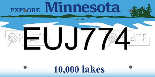 EUJ774 Minnesota License Plate