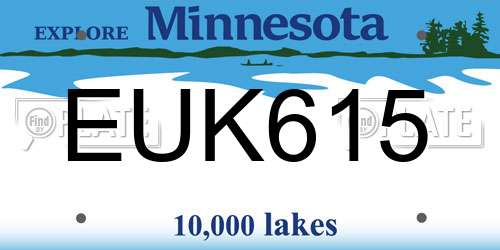 EUK615 Minnesota License Plate