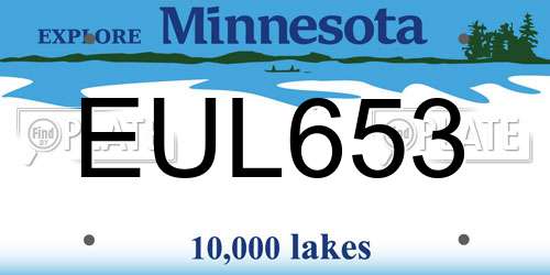 EUL653 Minnesota License Plate