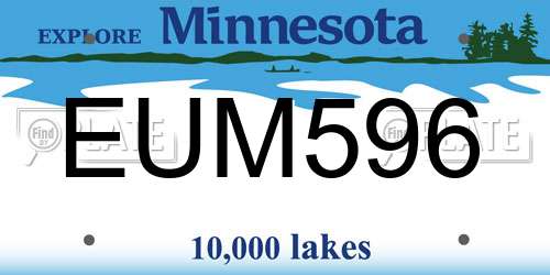 EUM596 Minnesota License Plate