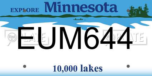 EUM644 Minnesota License Plate