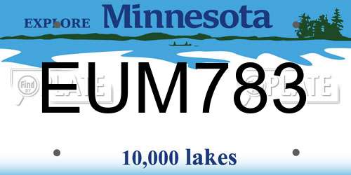EUM783 Minnesota License Plate