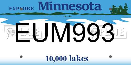 EUM993 Minnesota License Plate