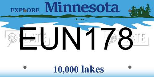 EUN178 Minnesota License Plate