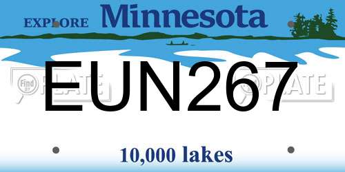 EUN267 Minnesota License Plate
