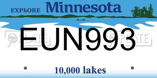 EUN993 Minnesota License Plate