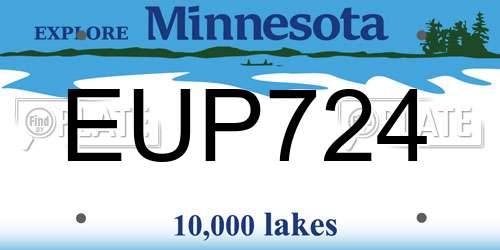 EUP724 Minnesota License Plate