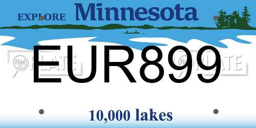 EUR899 Minnesota License Plate