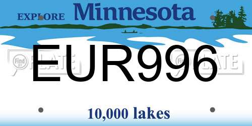 EUR996 Minnesota License Plate