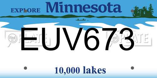 EUV673 Minnesota License Plate