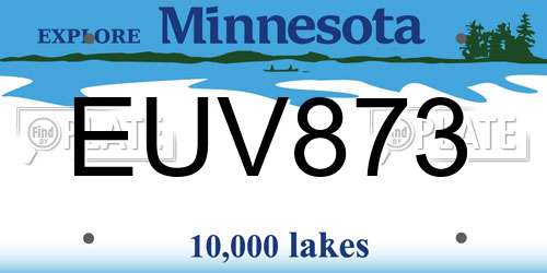 EUV873 Minnesota License Plate