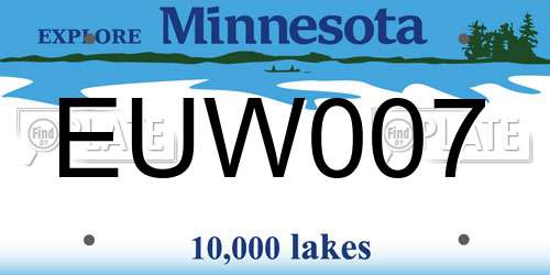 EUW007 Minnesota License Plate