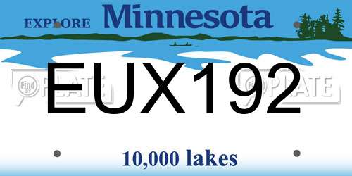 EUX192 Minnesota License Plate
