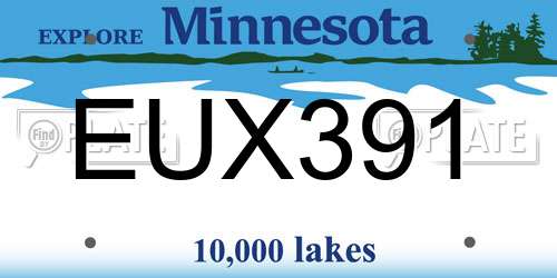 EUX391 Minnesota License Plate