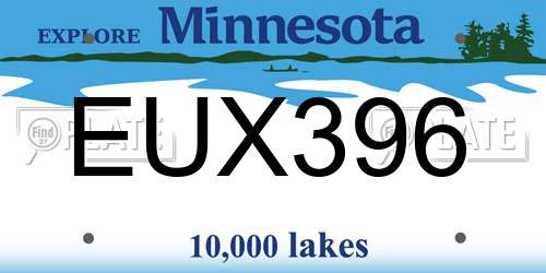 EUX396 Minnesota License Plate