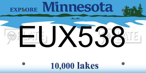 EUX538 Minnesota License Plate
