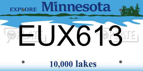 EUX613 Minnesota License Plate