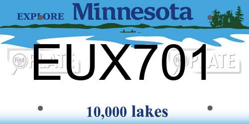 EUX701 Minnesota License Plate