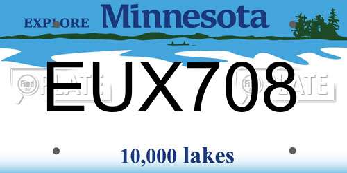 EUX708 Minnesota License Plate