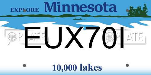 EUX70I Minnesota License Plate