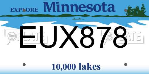 EUX878 Minnesota License Plate