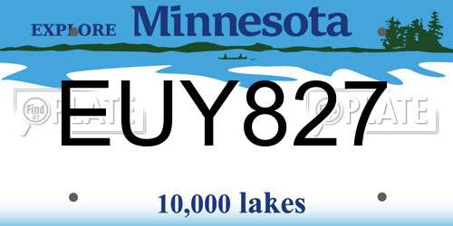 EUY827 Minnesota License Plate